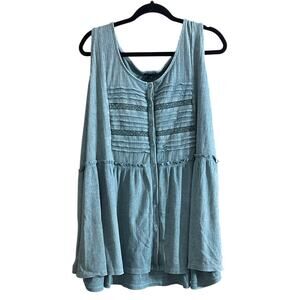 Torrid Women's Plus Size Blue Textured Jersey Scoop Neck Babydoll Size 4 4X